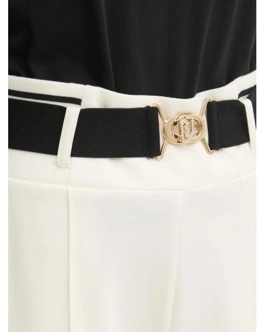 Liu Jo White Belted Flared Trousers