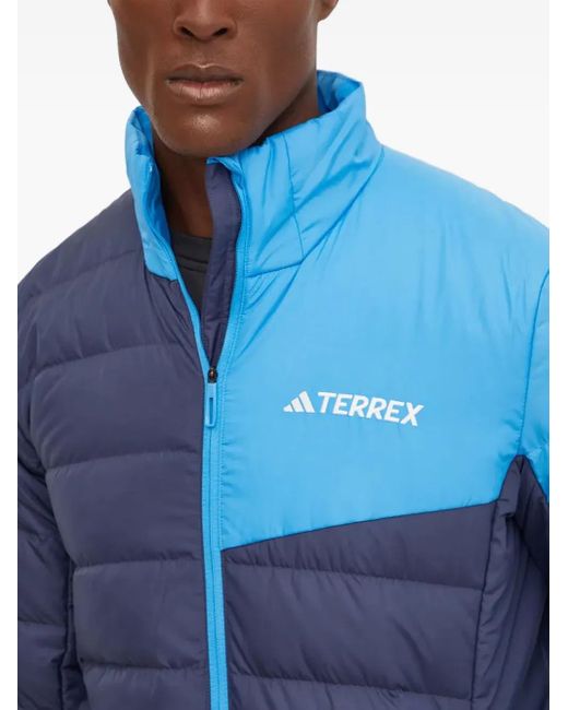 Adidas Blue Two-Tone Quilted-Design Jacket for men