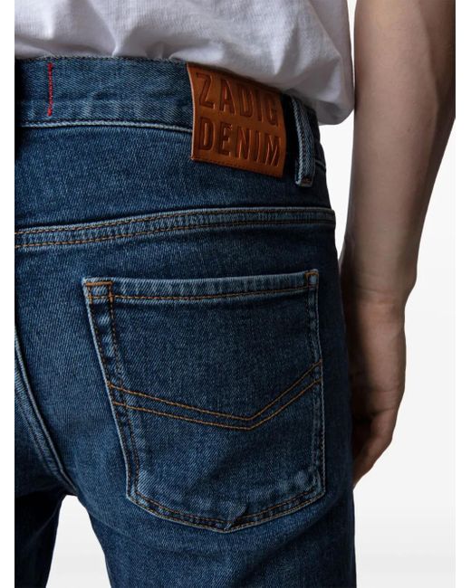 Zadig & Voltaire Blue Mid-Rise Slim-Cut Jeans for men
