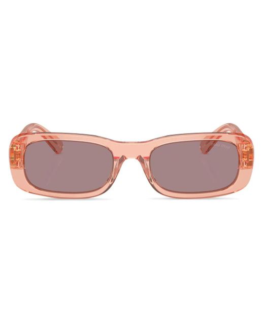 Miu Miu Pink Logo-Lettering Rectangle-Frame Sunglasses