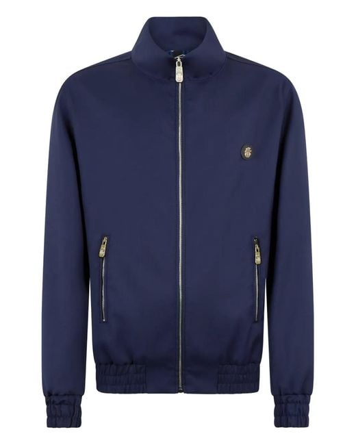 Billionaire Blue Zip-Up Badge Wool Jacket for men