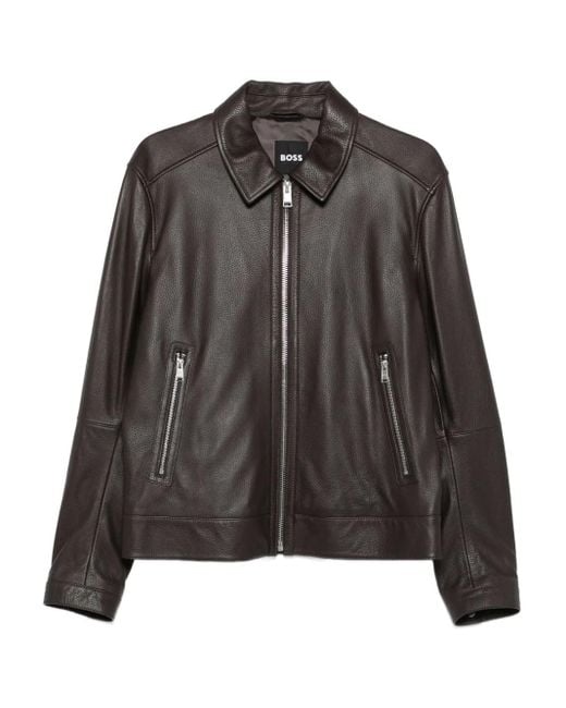 Boss Black Leather Jacket for men
