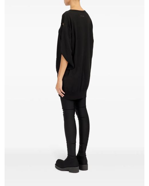 MM6 by Maison Margiela Black V-Neck Cape-Design Minidress