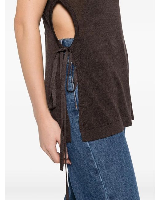 P.A.R.O.S.H. Black Side-Ties Knitted Vest