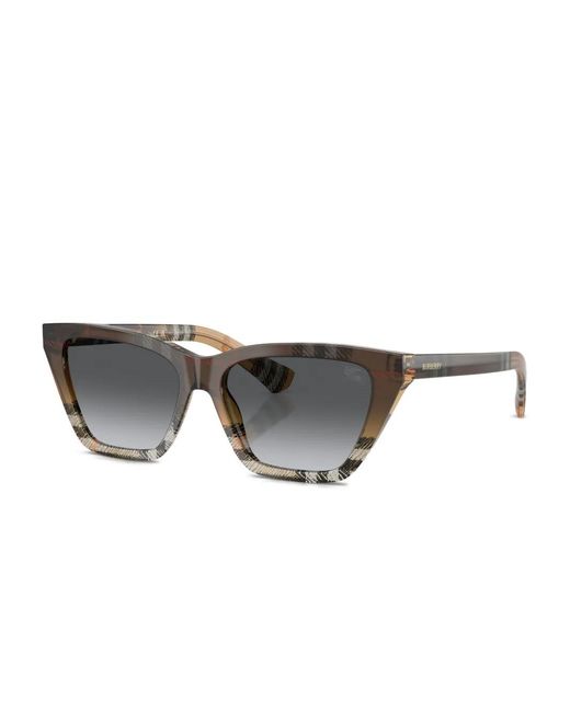Burberry Gray Check-Pattern Cat-Eye Sunglasses