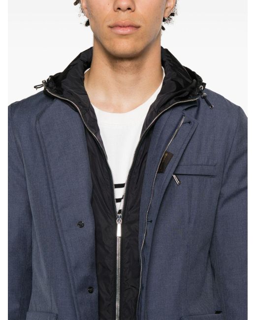 Moorer Blue Rodney-pum Layered-design Jacket for men