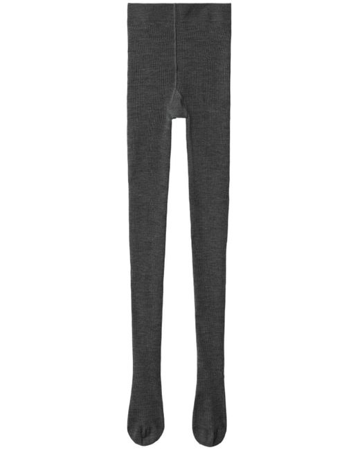 Burberry Gray Ribbed Wool-blend Tights
