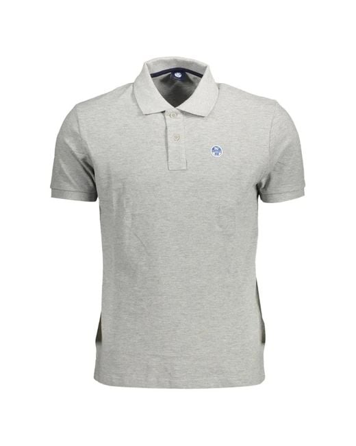 North Sails Gray Logo-Patch Cotton Polo Shirt for men
