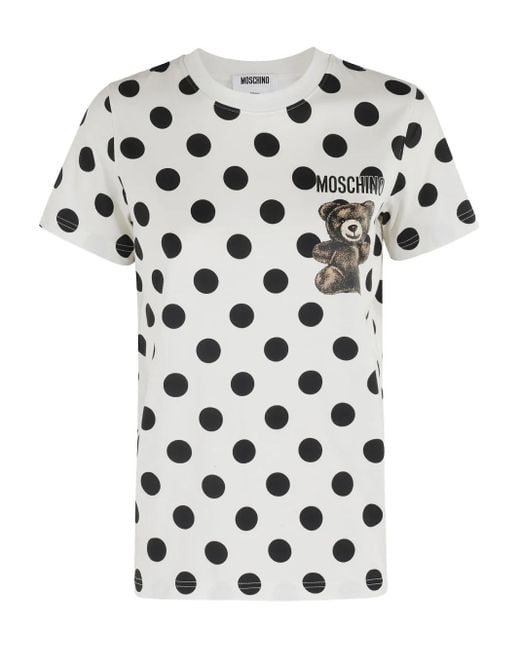 T-Shirt À Pois Moschino en coloris White