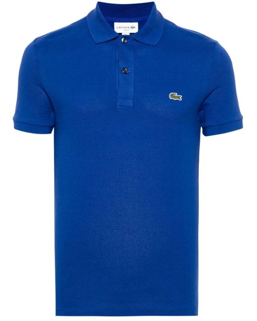 Logo-patch cotton polo shirt Lacoste de hombre de color Blue