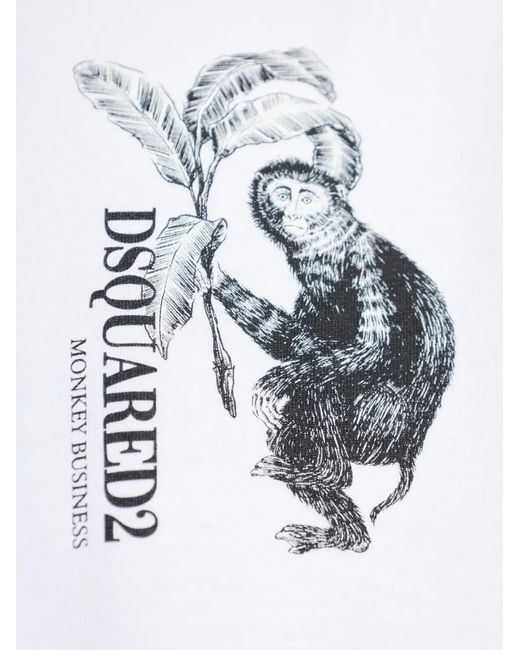 DSquared² White Monkey Graphic T-Shirt for men