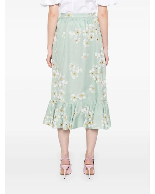 Valentino Garavani Blue Midirock Mit Blumen-Print