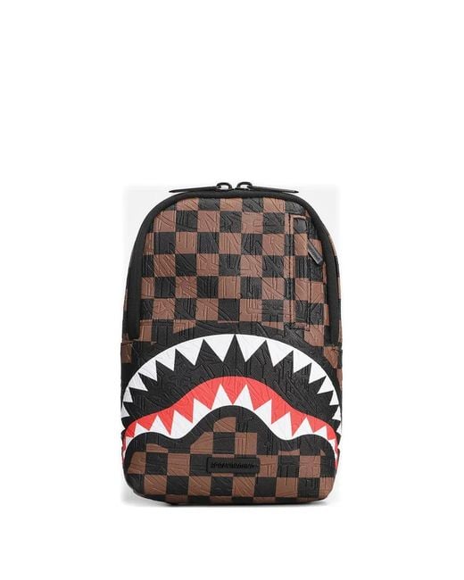 Sprayground Black Check 2 Shark Shoulder Bag for men
