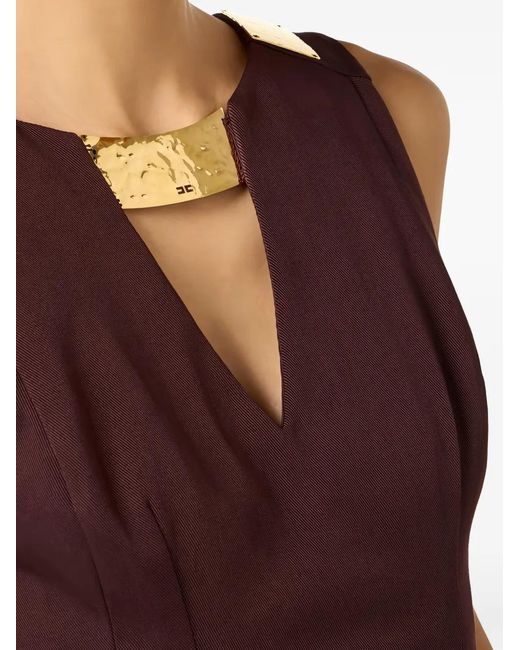 Elisabetta Franchi Purple Jewel-Detail Mini Dress