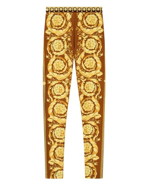Versace Metallic Barocco Print Leggings