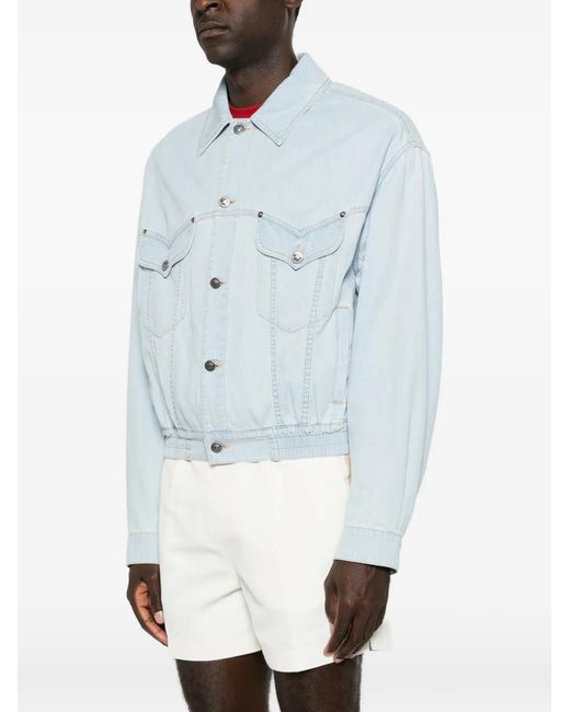 Versace Blue Elasticated-Waist Jacket for men