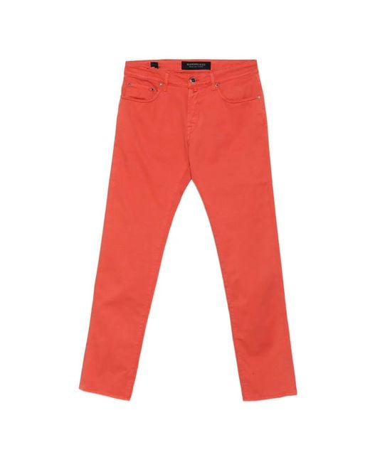 Hand Picked Red Ravello Logo-Patch Jeans for men