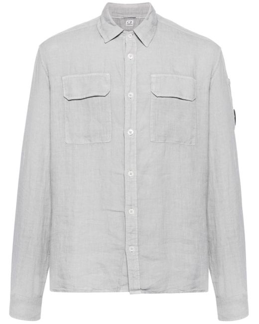 C P Company Gray Lens-detail Linen Shirt for men