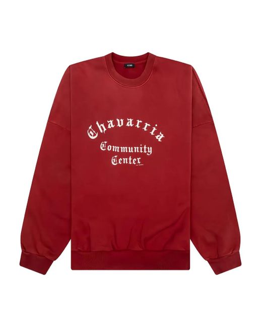 Willy Chavarria Red Community Center Crew-Neck Sweatshirt