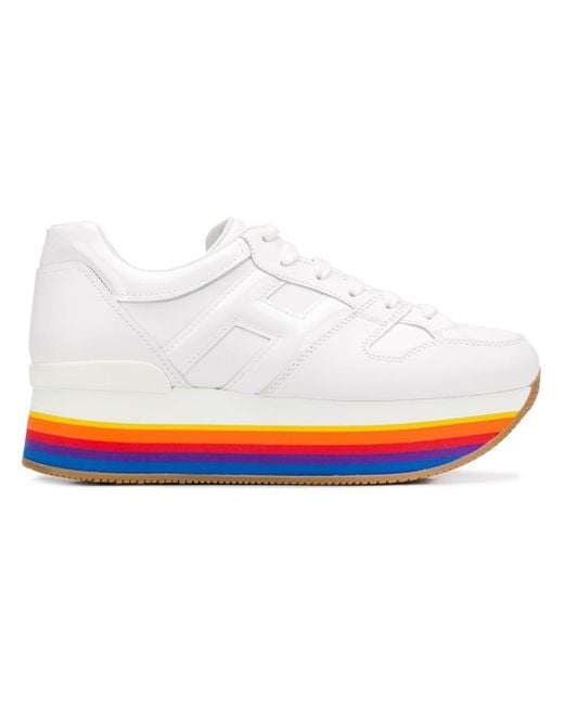 Hogan White Sneakers mit Regenbogen-Sohle