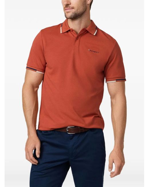 Hackett Red Tipped Jacquard Polo Shirt for men