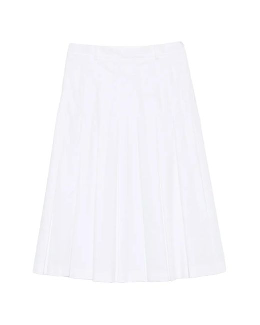 Vivetta White Pleated Midi A-Line Skirt