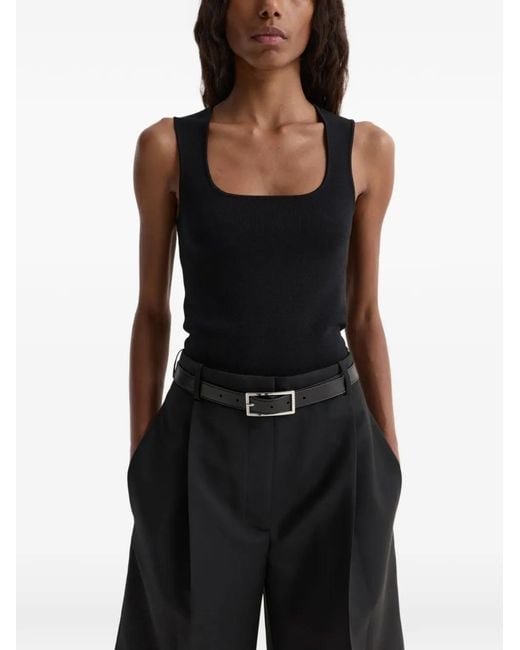 Top Estilo Bustier De Punto Rohe de color Black