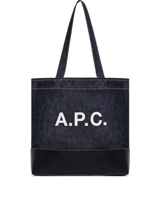 A.P.C. Black Large Axel Denim Logo Tote Bag