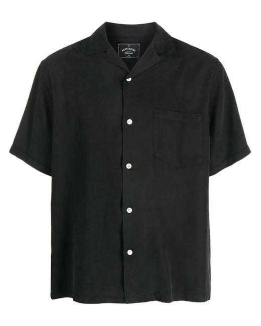 Portuguese Flannel Black Tencel Short-Sleeved Shirt for men