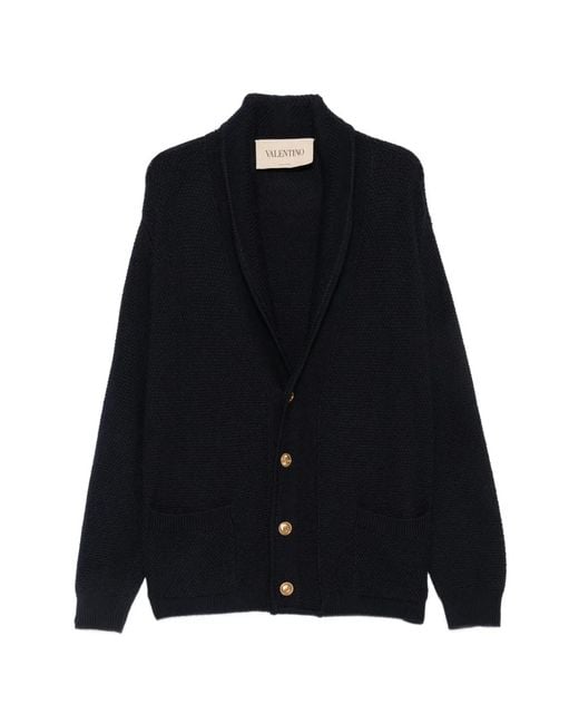 Valentino Garavani Blue Shawl-Collar Cardigan for men