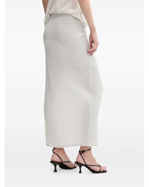 IRO White Ribbed Side-Split Asymmetric Skirt