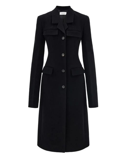 Ferragamo Black Flap-Pocket Single-Breasted Coat