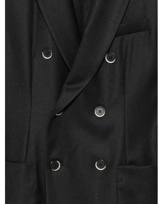 Barena Black Double-Breasted Peak-Lapel Jacket for men