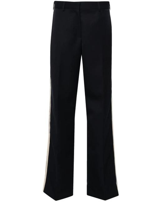Palm Angels Blue High-waist Straight-leg Trousers