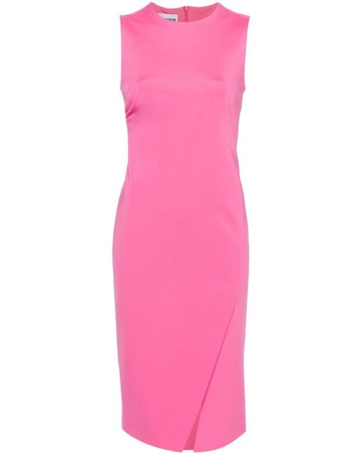 Moschino Pink Sleeveless Gathered Midi Dress