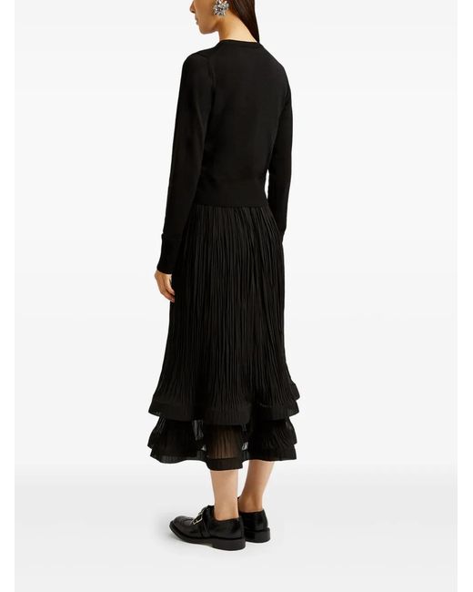 Erdem Black Pleated Midi Skirt