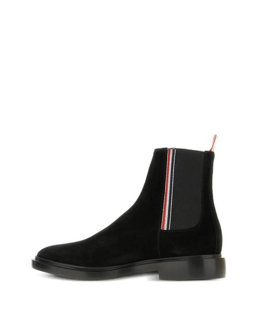 Thom Browne Black Calf Suede Rubber Sole Rwb Chelsea Boots for men