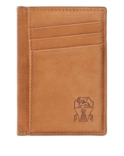 Brunello Cucinelli Brown Embossed Leather Card Holder for men
