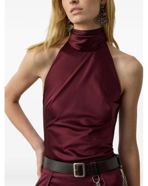 Polo Ralph Lauren Red Chilton Stretch Silk Charmeuse Top