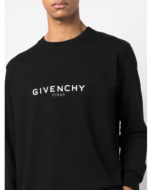 Givenchy Black Felpa Slim Reverse In Tessuto Garzato for men
