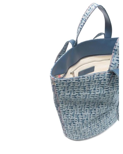 DIESEL Blue Logo-Jacquard Tote Bag for men