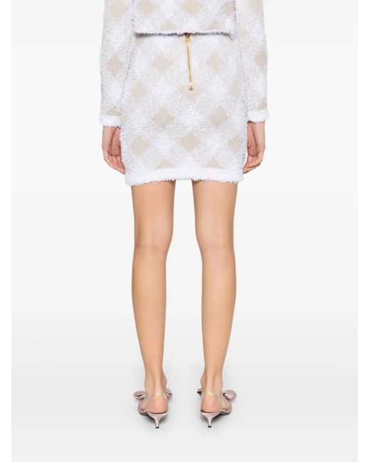Falda corta con motivo de rombos Balmain de color White