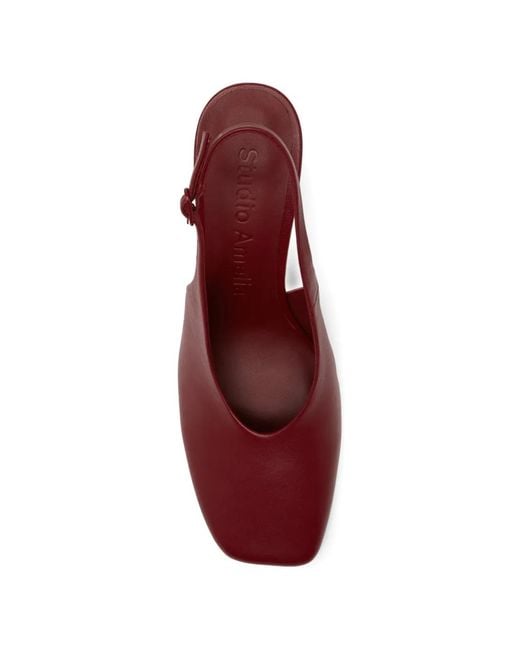 STUDIO AMELIA Red Sierra Square-Toe Slingback Pumps