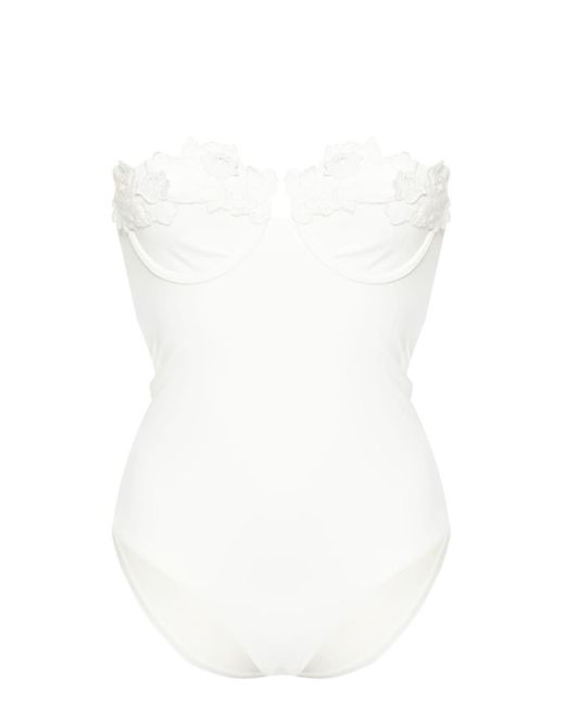 Zimmermann White Halliday Embroidery Swimsuit