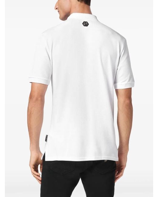 Philipp Plein White Tattoo-Embroidered Polo Shirt for men