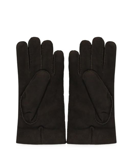Moorer Black Topstitched Gloves for men