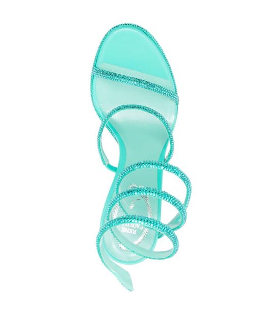 Rene Caovilla Green Cleo 105mm Crystal Sandals
