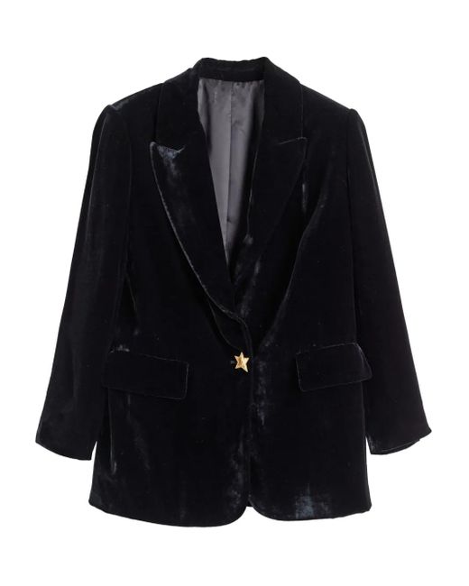 Chinti & Parker Blue Velvet Star-Motif Blazer