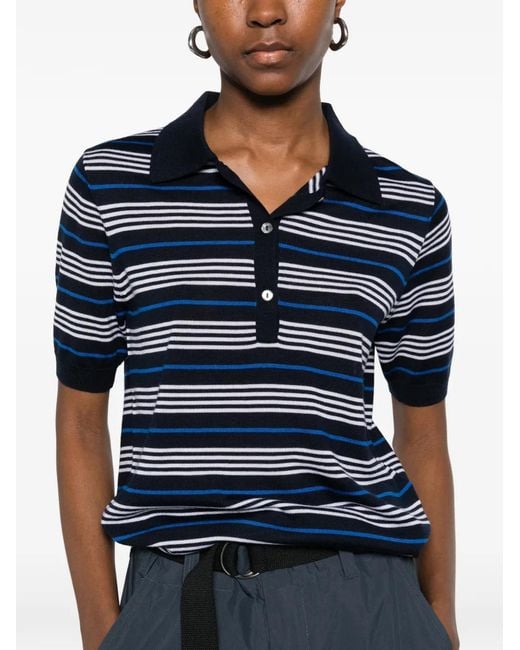 P.A.R.O.S.H. Blue Striped Buttoned Polo Shirts