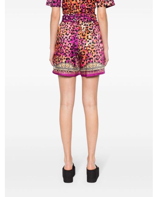 Just Cavalli Red Leopard-print Shorts